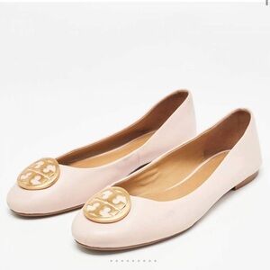 Tory Burch Benton Ballet Flats Sea Shell Pink with Gold Accent Size 9